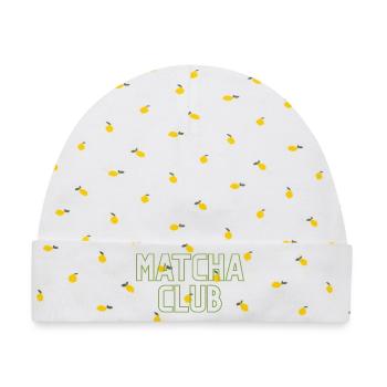 Matcha Club Logo - Baby Premium Organic Mütze - Weiß/Zitronengelb - Vorne
