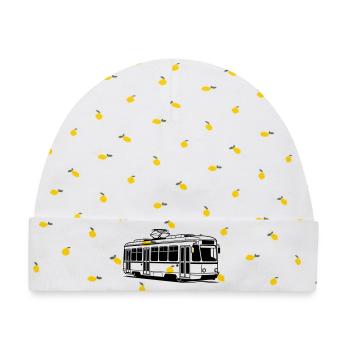 Straßenbahn - Baby Premium Organic Mütze - Weiß/Zitronengelb - Vorne