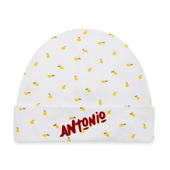 Antonio - Baby Premium Organic Mütze - Weiß/Zitronengelb - Vorne