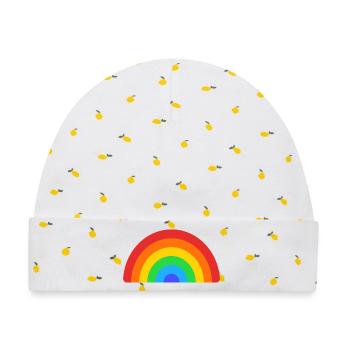 Retro Rainbow Arc - Baby Premium Organic Mütze - Weiß/Zitronengelb - Vorne