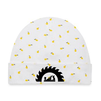 Schreiner Sägeblatt Hobel Logo - Baby Premium Organic Mütze - Weiß/Zitronengelb - Vorne