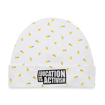 Education Is Activism Bildung Aktivismus Statement - Baby Premium Organic Mütze - Weiß/Zitronengelb - Vorne