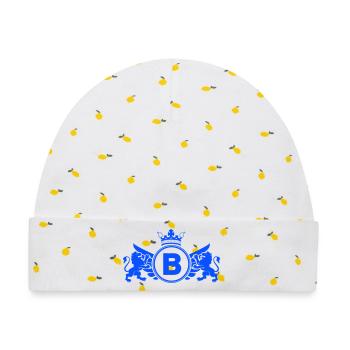 Blaues Heraldisches B Wappen - Baby Premium Organic Mütze - Weiß/Zitronengelb - Vorne