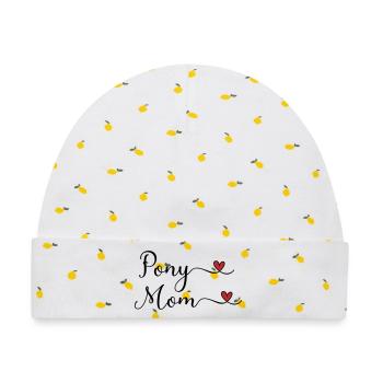 Pony Mama - Baby Premium Organic Mütze - Weiß/Zitronengelb - Vorne