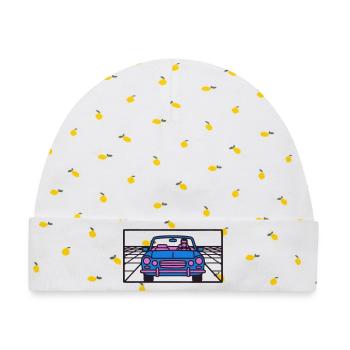 Retro Auto Miami Logo - Baby Premium Organic Mütze - Weiß/Zitronengelb - Vorne