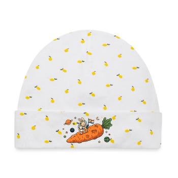 Astronaut Bunny auf riesigem Karotten-Asteroiden - Baby Premium Organic Mütze - Weiß/Zitronengelb - Vorne