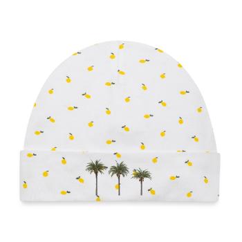 Palm Trees – Tropisches Sommer‑Design - Baby Premium Organic Mütze - Weiß/Zitronengelb - Vorne