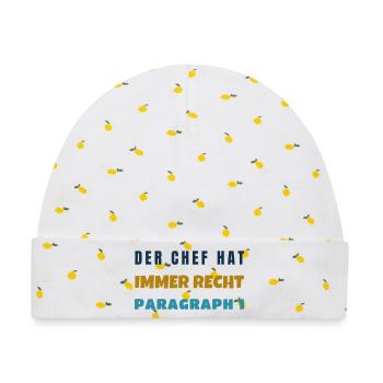 Der Chef Hat Immer Recht Paragraph 1 Bürospruch - Baby Premium Organic Mütze - Weiß/Zitronengelb - Vorne