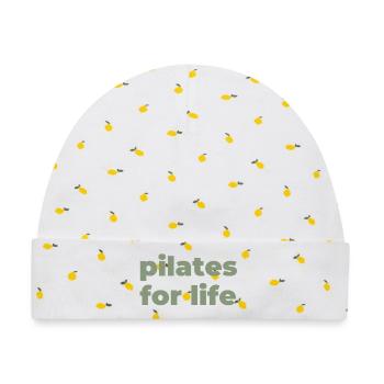 Pilates fürs Leben Typografik - Baby Premium Organic Mütze - Weiß/Zitronengelb - Vorne