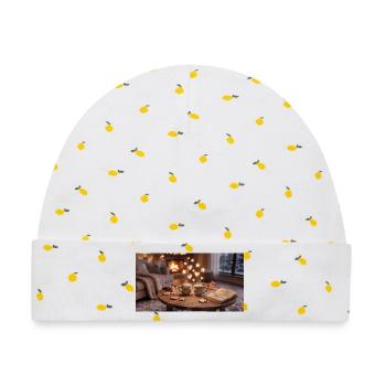 Kaminzauber Kuschelabend - Baby Premium Organic Mütze - Weiß/Zitronengelb - Vorne