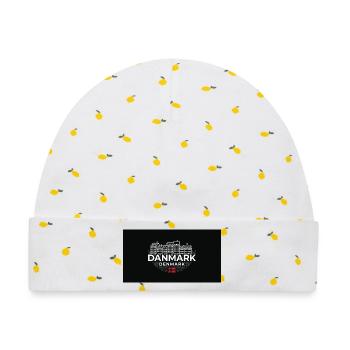 Danmark Urban Copenhagen Streetwear - Baby Premium Organic Mütze - Weiß/Zitronengelb - Vorne