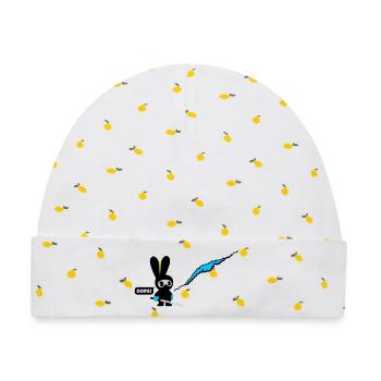 ninja bunny - Baby Premium Organic Mütze - Weiß/Zitronengelb - Vorne