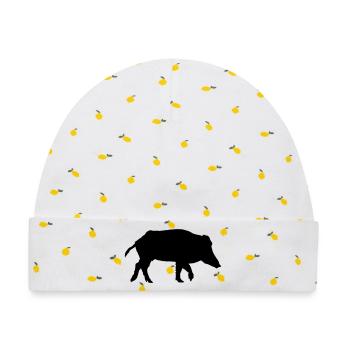 Wildschwein - Baby Premium Organic Mütze - Weiß/Zitronengelb - Vorne
