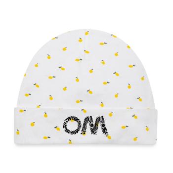 Om - Baby Premium Organic Mütze - Weiß/Zitronengelb - Vorne