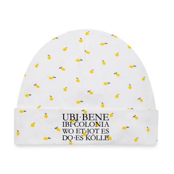 UBI BENE IBI COLONIA Kölsch Köln Design - Baby Premium Organic Mütze - Weiß/Zitronengelb - Vorne
