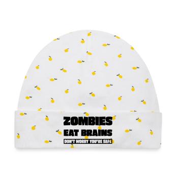 Zombies fressen Gehirne - Baby Premium Organic Mütze - Weiß/Zitronengelb - Vorne