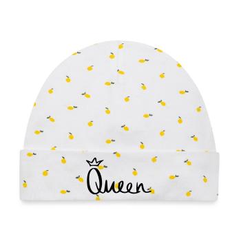 Queen - Baby Premium Organic Mütze - Weiß/Zitronengelb - Vorne
