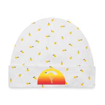 Abenteuerlicher Fallschirmsprung Sunset - Baby Premium Organic Mütze - Weiß/Zitronengelb - Vorne
