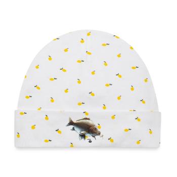 Spiegelkarpfen Ronnie Rig Angeldesign - Baby Premium Organic Mütze - Weiß/Zitronengelb - Vorne