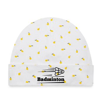 Badmintontext mit überfliegendem Shuttle - Baby Premium Organic Mütze - Weiß/Zitronengelb - Vorne
