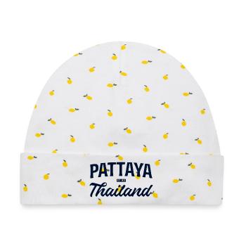Pattaya Thailand Script - Baby Premium Organic Mütze - Weiß/Zitronengelb - Vorne
