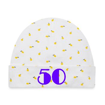 50. 50 JAHRE. 50-jähriges Jubiläum. GEBURTSTAG 50 JAHRE. - Baby Premium Organic Mütze - Weiß/Zitronengelb - Vorne