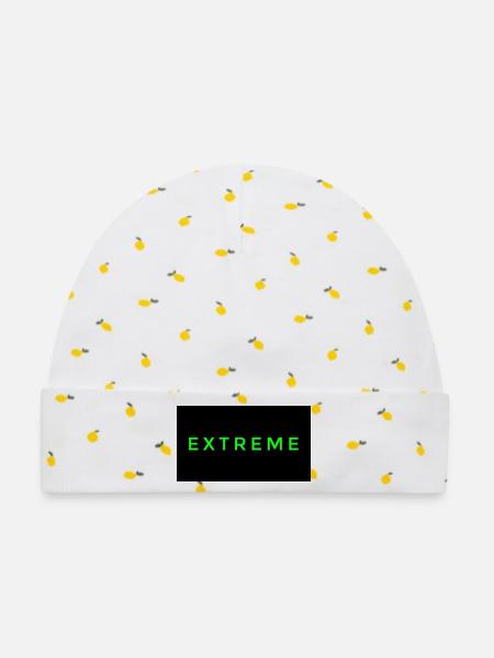 Auffälliges Extreme-Logo - Baby Premium Organic Mütze - Weiß/Zitronengelb