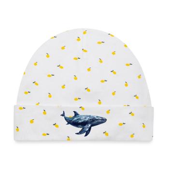 Pottwal Polygon Design - Baby Premium Organic Mütze - Weiß/Zitronengelb - Vorne