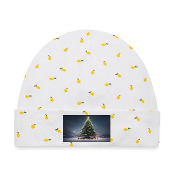 Winterlicher Weihnachtsbaum mit Geschenken - Baby Premium Organic Mütze - Weiß/Zitronengelb - Vorne
