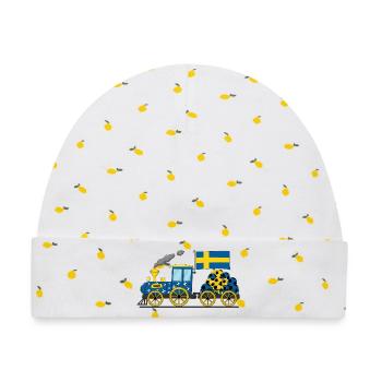 Schweden Flagge Fußball Eisenbahn - Baby Premium Organic Mütze - Weiß/Zitronengelb - Vorne
