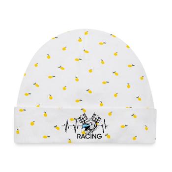 racing Helm puls Motorrad Herzschlag Symbol icon - Baby Premium Organic Mütze - Weiß/Zitronengelb - Vorne