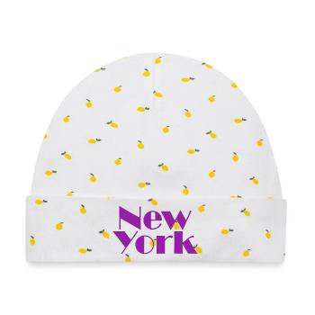NEW YORK-Purple Broadway - Baby Premium Organic Mütze - Weiß/Zitronengelb - Vorne