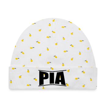 Pia T-Shirt Geschenkidee T-Shirt - Baby Premium Organic Mütze - Weiß/Zitronengelb - Vorne