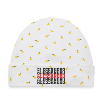 Alessandro T-Shirt gestapelter Text Geschenk T-Shirt - Baby Premium Organic Mütze - Weiß/Zitronengelb - Vorne