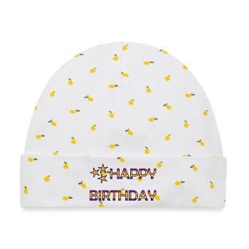 JAHRESTAG. ALLES GUTE ZUM GEBURTSTAG - Baby Premium Organic Mütze - Weiß/Zitronengelb - Vorne