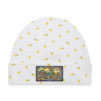 Medellin Kolumbien Stadt Design - Baby Premium Organic Mütze - Weiß/Zitronengelb - Vorne