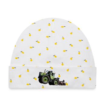 Grüner Traktor MB trac 1300 Hochstarter - Baby Premium Organic Mütze - Weiß/Zitronengelb - Vorne