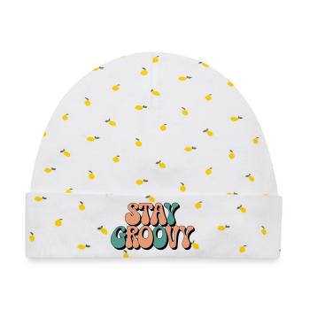 Stay Groovy - Retro Vibes - Baby Premium Organic Mütze - Weiß/Zitronengelb - Vorne