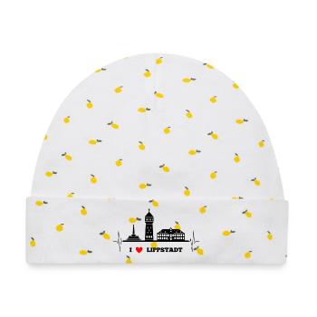 Skyline Lippstadt - Baby Premium Organic Mütze - Weiß/Zitronengelb - Vorne