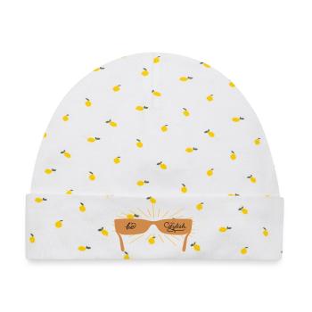 be stylish mit einer Sonnenbrille - Baby Premium Organic Mütze - Weiß/Zitronengelb - Vorne