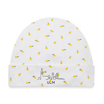 Ulm Skyline - Baby Premium Organic Mütze - Weiß/Zitronengelb - Vorne