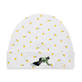 Freerider Snowboarder auf Abfahrt - Baby Premium Organic Mütze - Weiß/Zitronengelb - Vorne