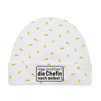 die Chefin noch selbst - Baby Premium Organic Mütze - Weiß/Zitronengelb - Vorne