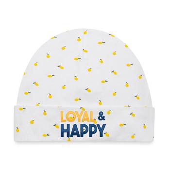 Loyal & glücklich - Baby Premium Organic Mütze - Weiß/Zitronengelb - Vorne