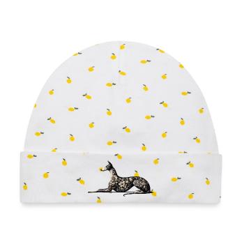 Galgo Embroidery Design - Baby Premium Organic Mütze - Weiß/Zitronengelb - Vorne