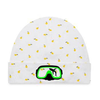 Taucherbrille - Baby Premium Organic Mütze - Weiß/Zitronengelb - Vorne