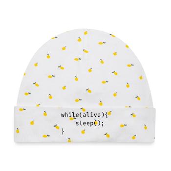 while(alive){ sleep(); Meme - Baby Premium Organic Mütze - Weiß/Zitronengelb - Vorne