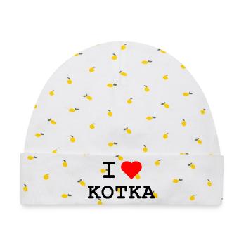 I love Kotka - Baby Premium Organic Mütze - Weiß/Zitronengelb - Vorne