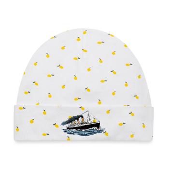 Titanic Legendärer Ozeandampfer stürmischer See - Baby Premium Organic Mütze - Weiß/Zitronengelb - Vorne