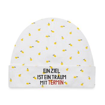 Ein Ziel ist ein Traum mit Termin - Baby Premium Organic Mütze - Weiß/Zitronengelb - Vorne